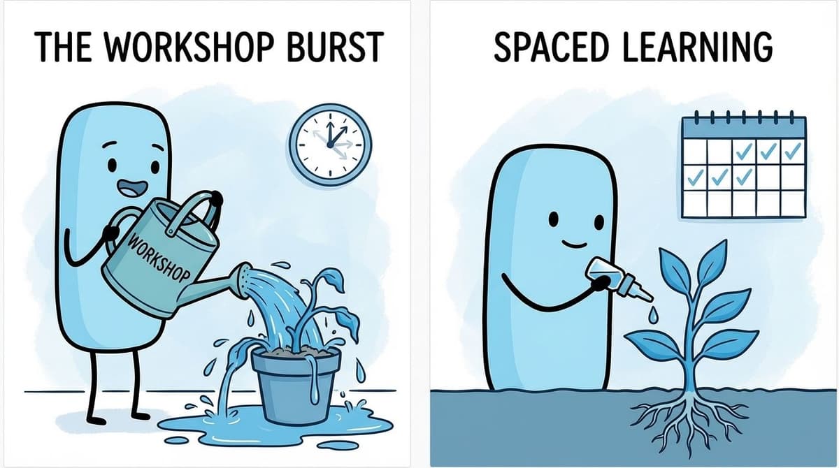 Workshop burst training versus spaced learning over time